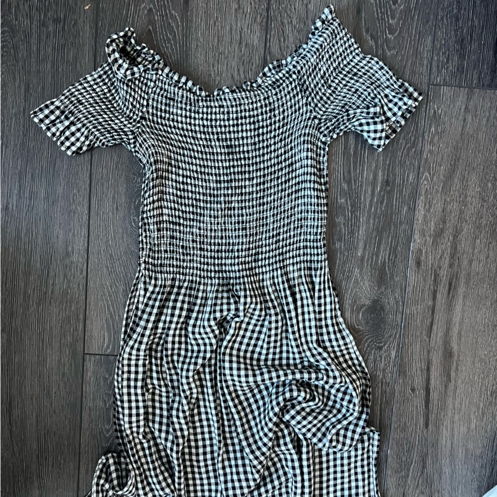 Kimchi Blue Black and White Checkered Midi Dress